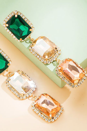 Zielony Rhinestone Kolczyki Z Koralików
